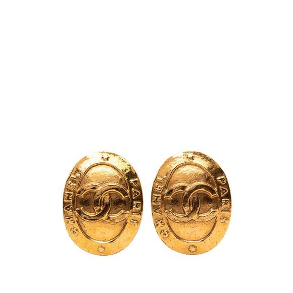 CHANEL Gold Logo Earrings